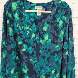 Catherines Teal and Navy Floral Top